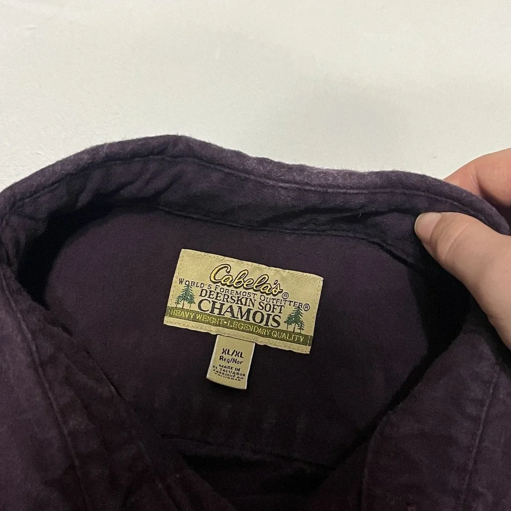 Vintage Cabela's Chamois Shirt Mens XL Eggplant Long Sleeve Heavy Cotton Cottage